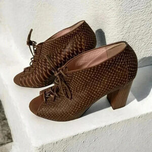 Kate spade lace up genuine leather  heel booties 7.5